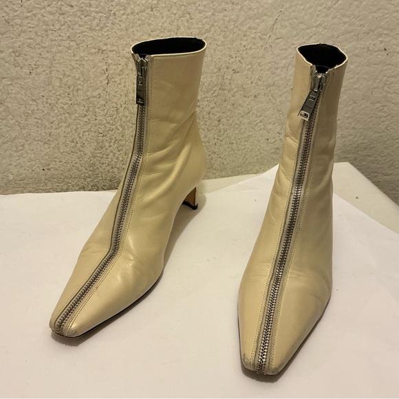 STAUD Cream Zippered Heeled Boots size 37.5 EUR - Picture 9 of 9